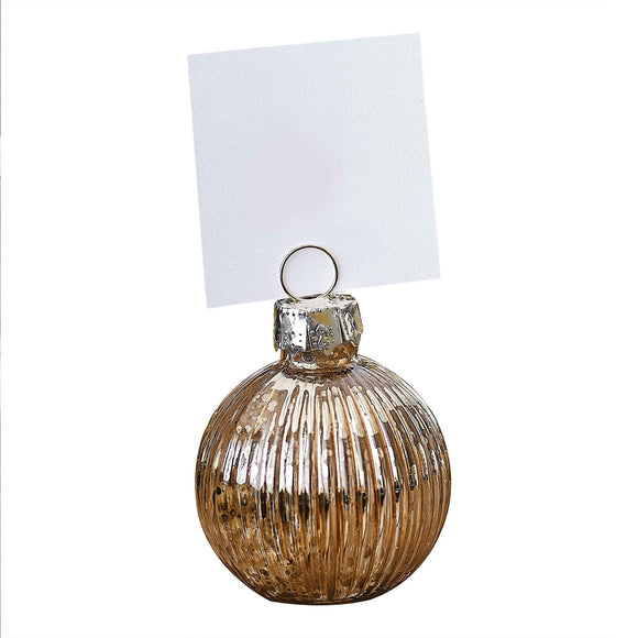 Ginger Ray Velvet Luxe Gold Ribbed Glass Bauble Table Place Card Holder