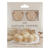 Teddy Bear Wooden Cupcake Toppers