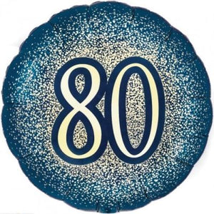 45cm Foil - “80” Navy Glitter