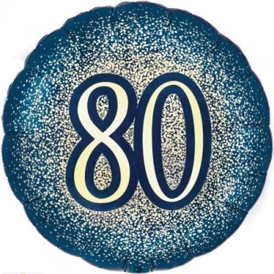 45cm Foil - “80” Navy Glitter