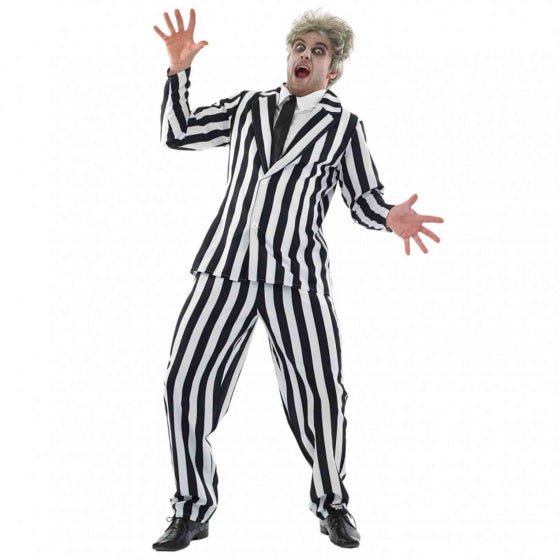 Adult Costume Black & White Striped Suit XL