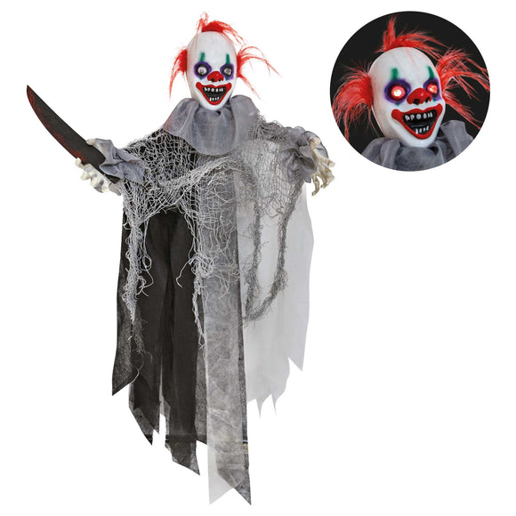 Animated Hanging Shaking Clown with Knife