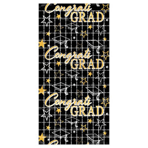 Beistle Congrats Grad Metallic Square Curtain