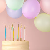 15cm Gold Double Dipped Cake Candles Pastel 12 Pack