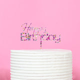 RAINBOW GLITTER HAPPY BIRTHDAY TOPPER