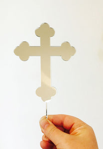 Acrylic Cake Topper - Religious Cross #1 - Mirror Gold
