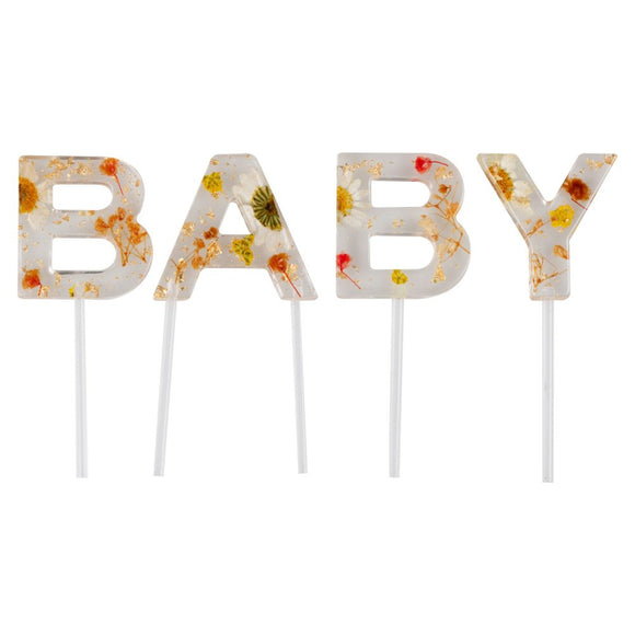 FLORAL 'BABY' CAKE TOPPER