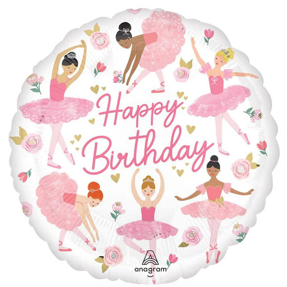 45cm Foil Balloon - HAPPY BIRTHDAY (BALLERINAS)