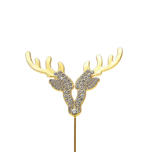 REINDEER CAKE TOPPER - GOLD METAL