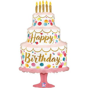 SuperShape Foil - HAPPY BIRTHDAY 3 TIER CAKE