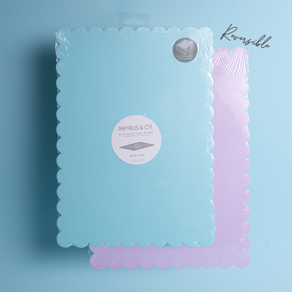 Scalloped Cake Board 10'' X 14'' - Dual Colour - Blue & Lilac