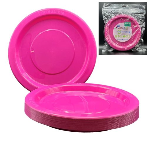 Occassions Reusable Dinner Plates 20PK - Bright Pink