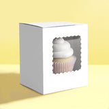 Papyrus Scalloped Single Cupcake Box White P6
