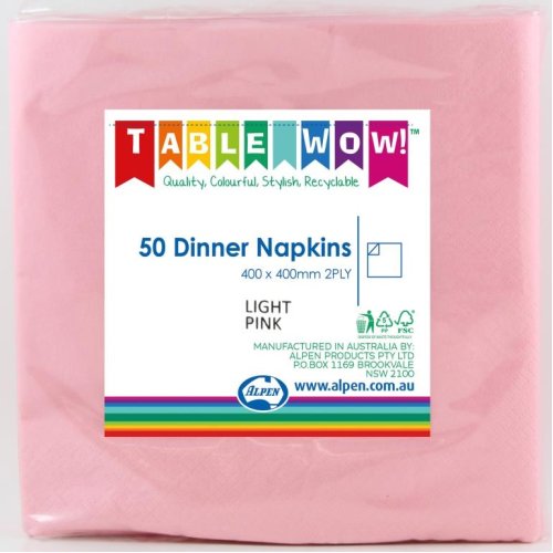 TableWow Dinner Napkins 50PK - Light Pink