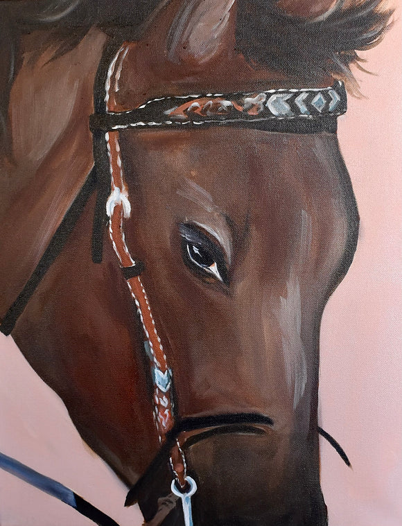 Hand Painted Horse Head on Canvas - Teresa Hope