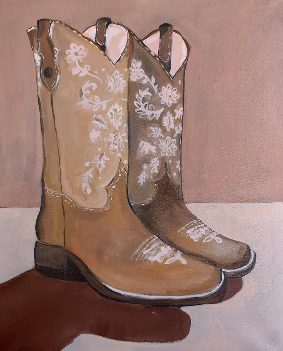 Hand Painted Cowboy Boots on Canvas - Teresa Hope