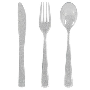 CUTLERY SET - GLITTER SILVER (Premium Quality)