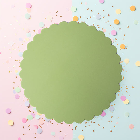 3mm Scalloped Cake Board Green 10