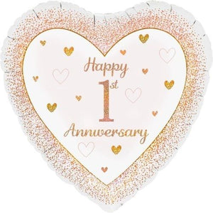 45cm Foil Balloon - HAPPY 1ST ANNIVERSARY