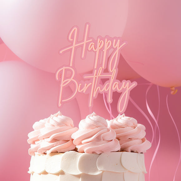 Cake Topper - Happy Birthday (Pink)
