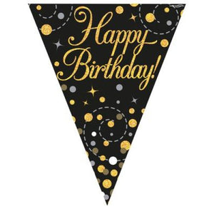 SPARKLING FIZZ HAPPY BIRTHDAY BUNTING BLACK & GOLD