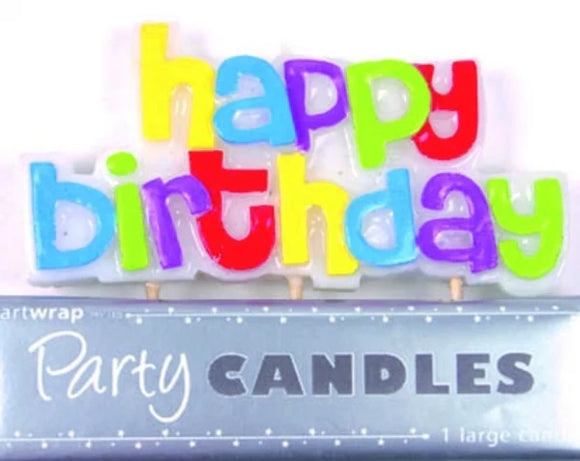 HAPPY BIRTHDAY CANDLE PLAQUE - MULTICOLOURED