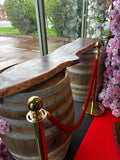 HIRE - Wine Barrels & Locally Handcrafted Red Gum Bar Top