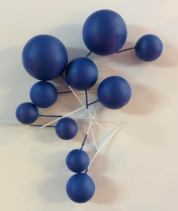 FAUX NAVY BLUE BALL CAKE TOPPERS