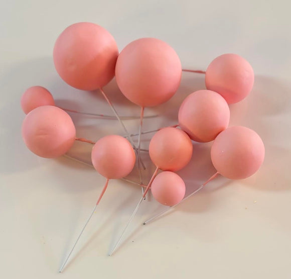 FAUX LIGHT PINK BALL CAKE TOPPERS
