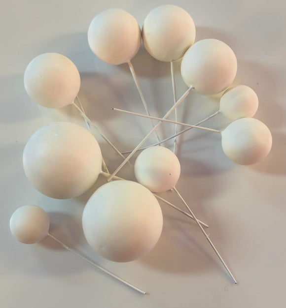 FAUX WHITE BALL CAKE TOPPERS