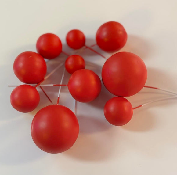 FAUX RED BALL CAKE TOPPERS