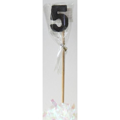 LONG STICK CANDLE #5 (BLACK GLITTER)