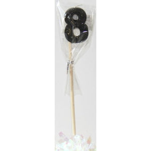 LONG STICK CANDLE #8 (BLACK GLITTER)