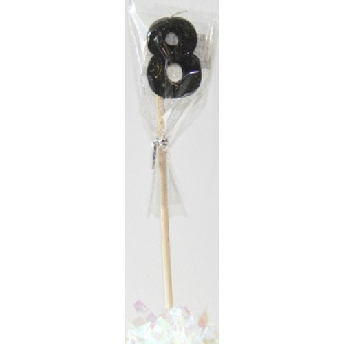 LONG STICK CANDLE #8 (BLACK GLITTER)