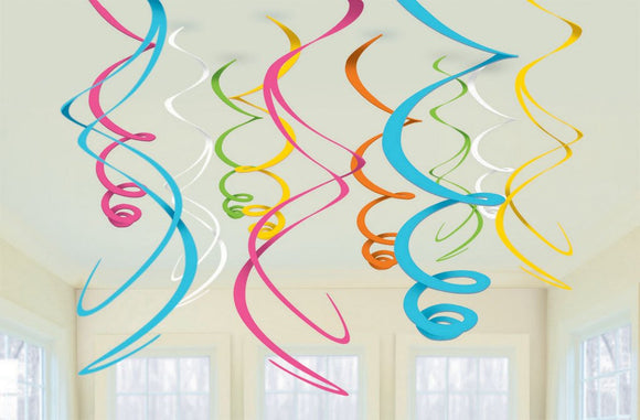 PLASTIC SWIRL DECORATIONS - MULTICOLOURED