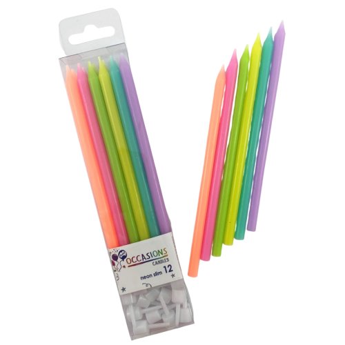 LONG BIRTHDAY CANDLE -  NEON RAINBOW