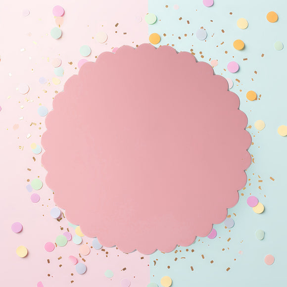 3mm Scalloped Cake Board Pink 10
