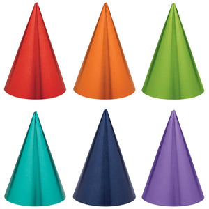 PARTY HATS - FOIL RAINBOW COLOURS