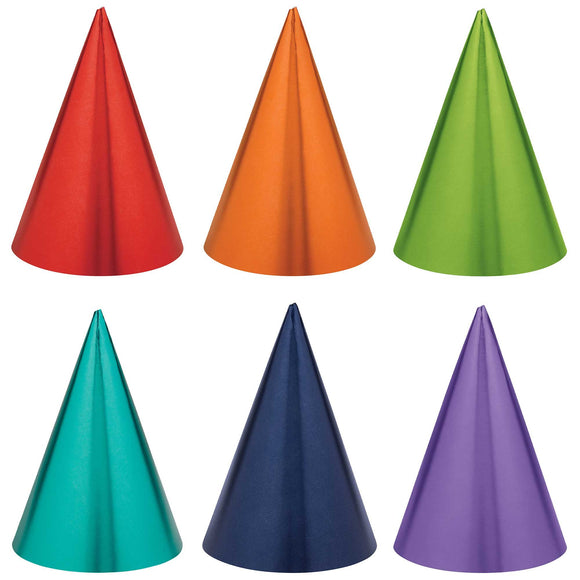 PARTY HATS - FOIL RAINBOW COLOURS
