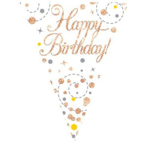 SPARKLING FIZZ HAPPY BIRTHDAY BUNTING ROSE GOLD