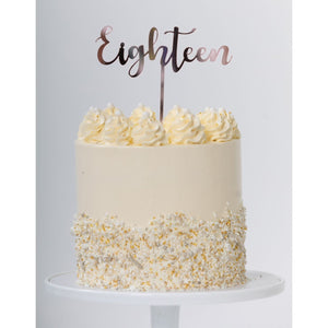 ACRYLIC CAKE TOPPER - EIGHTEEN - ROSE GOLD