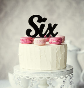 Sugar Crafty Acrylic Cake Topper Black Six