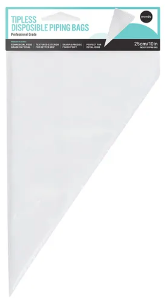 TIPLESS DISPOSABLE PIPING BAGS 25CM/10IN - 50PK