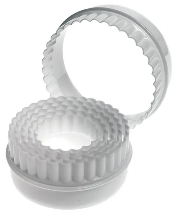 MONDO ROUND COOKIE CUTTER 6PC SET- DOUBLE SIDED CRINKLE