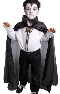 COSTUME -  BLACK CAPE WITH STAND UP COLLAR (KIDS)