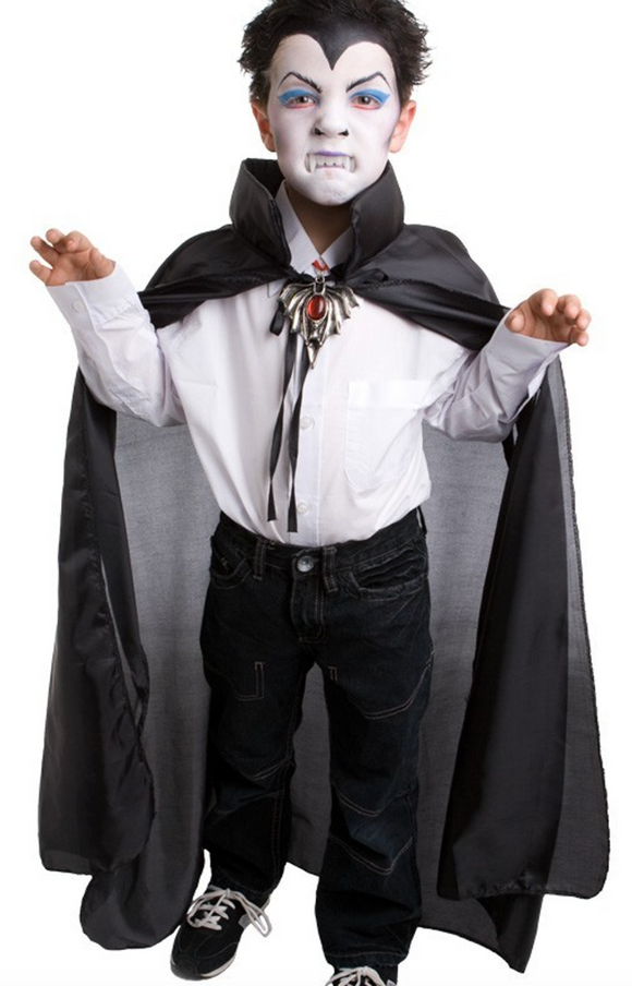 COSTUME -  BLACK CAPE WITH STAND UP COLLAR (KIDS)