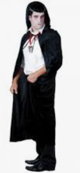 COSTUME -  UNISEX VELVET HOODED CAPE (BLACK)