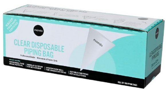 MONDO CLEAR DISPOSABLE PIPING BAGS 100PK 12''/30CM