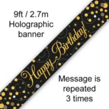 Banner - Happy Birthday (BLACK & GOLD)