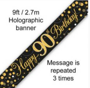 Banner - Happy 90th Birthday SPARKLING FIZZ